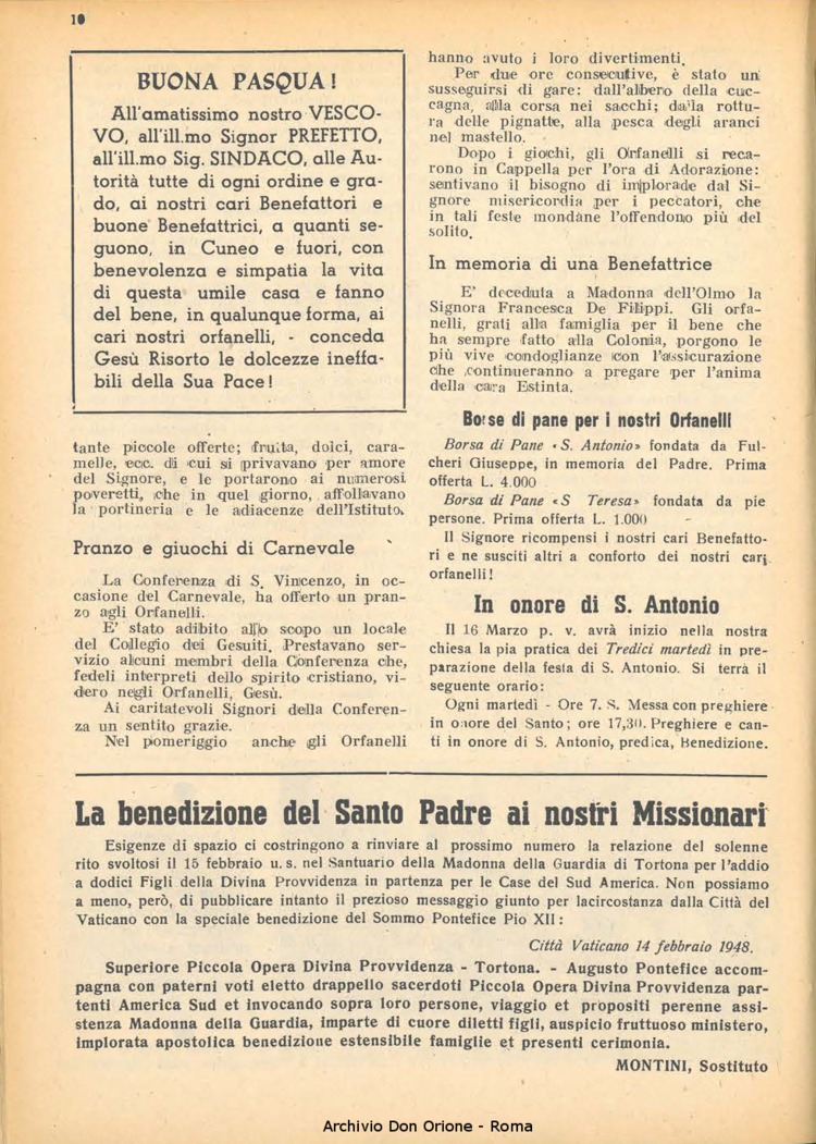 La piccola Opera della Divina Provvidenza, 43, 03, 01-03-1948, pagina 10