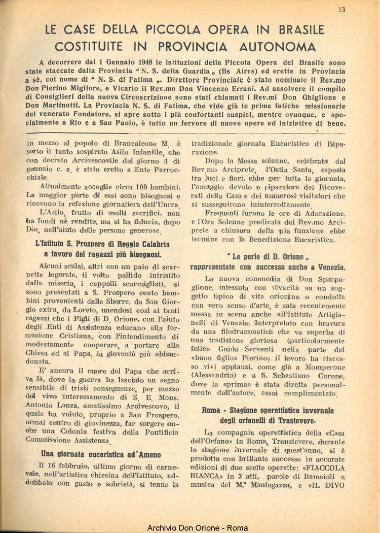 La piccola Opera della Divina Provvidenza, 43, 04, 01-04-1948, pagina 13