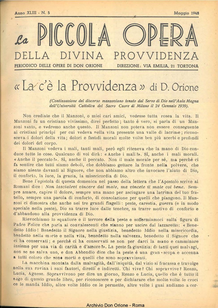 La piccola Opera della Divina Provvidenza, 43, 05, 01-05-1948, pagina 3