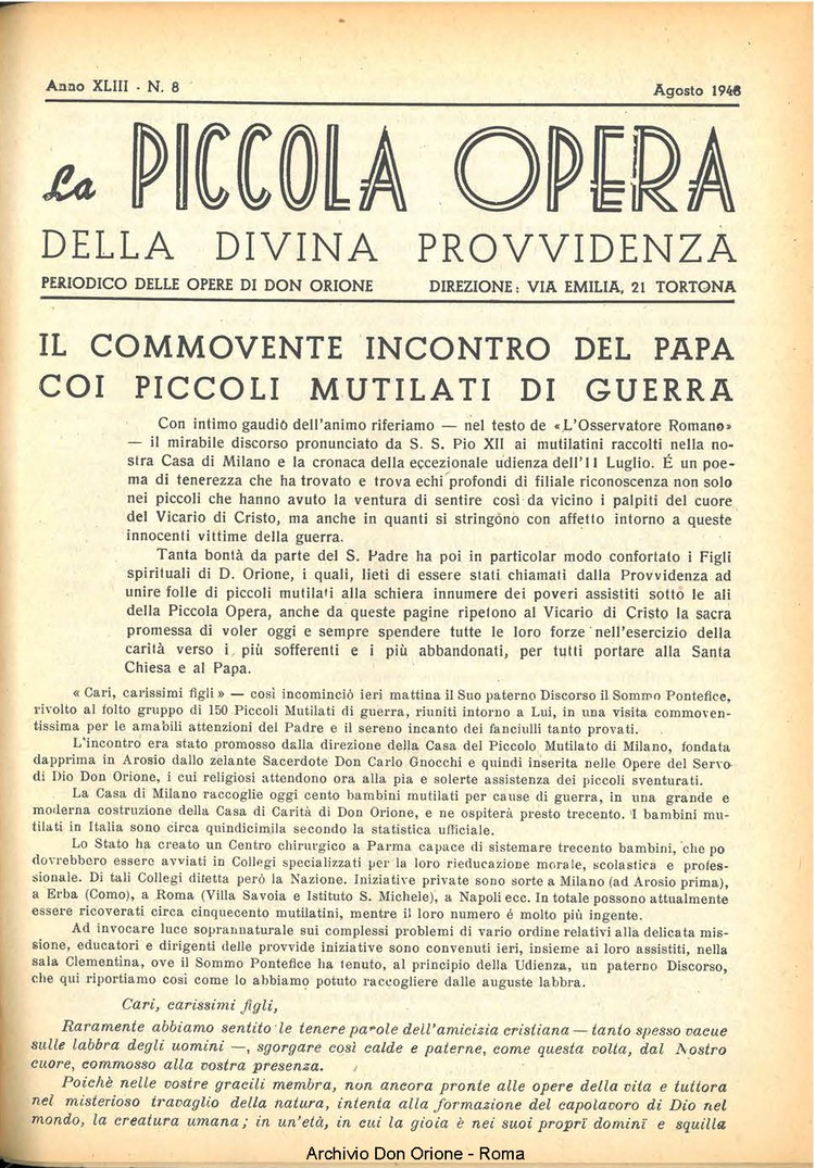 La piccola Opera della Divina Provvidenza, 43, 08, 01-08-1948, pagina 3