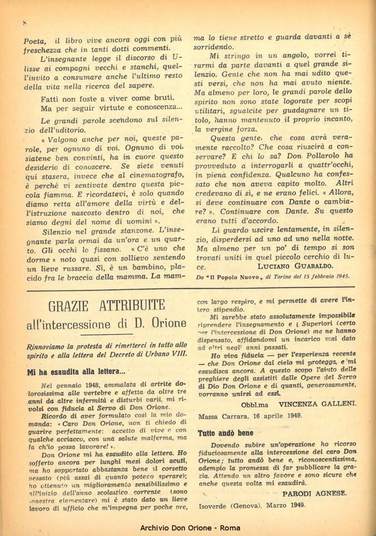 La piccola Opera della Divina Provvidenza, 44, 05, 01-05-1949, pagina 8