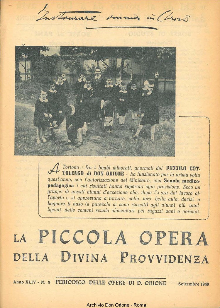 La piccola Opera della Divina Provvidenza, 44, 09, 01-09-1949, pagina 1