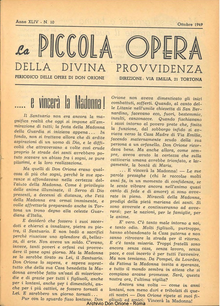 La piccola Opera della Divina Provvidenza, 44, 10, 01-10-1949, pagina 3