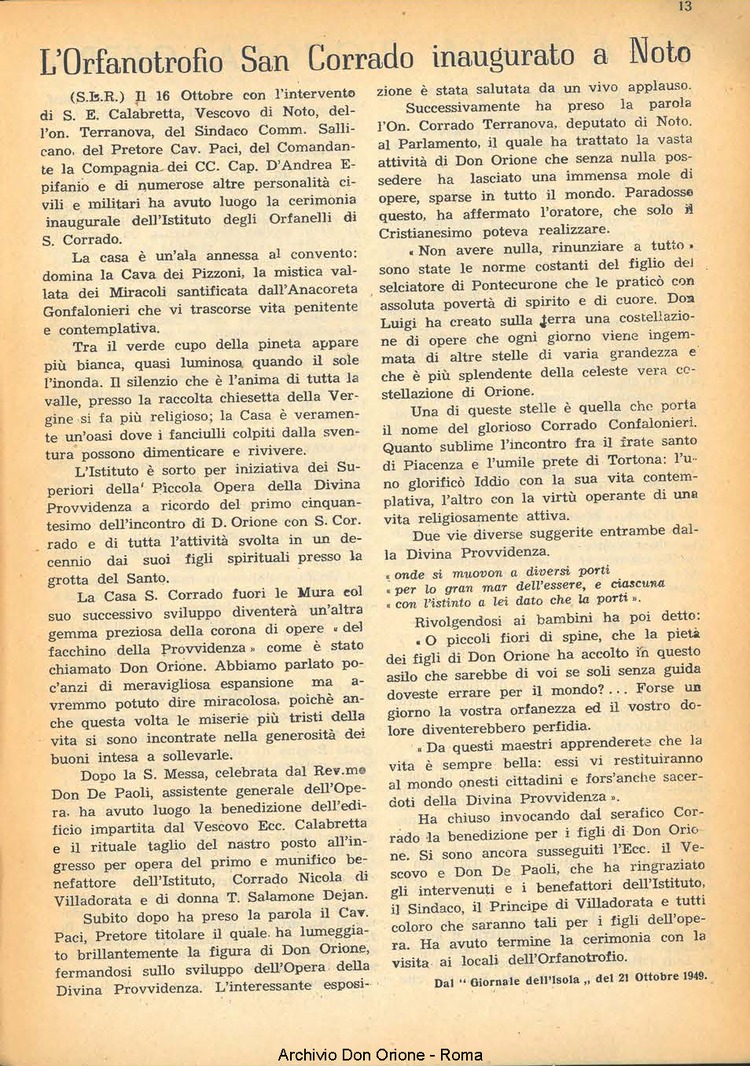 La piccola Opera della Divina Provvidenza, 44, 12, 01-12-1949, pagina 13