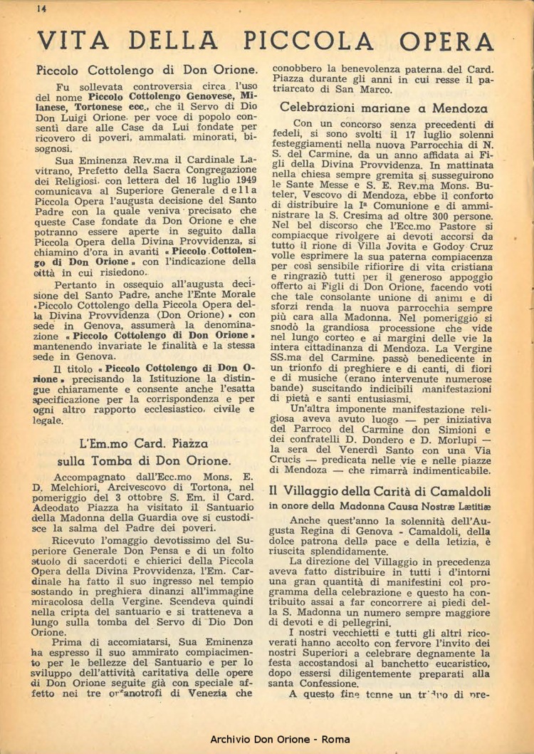La piccola Opera della Divina Provvidenza, 44, 12, 01-12-1949, pagina 14