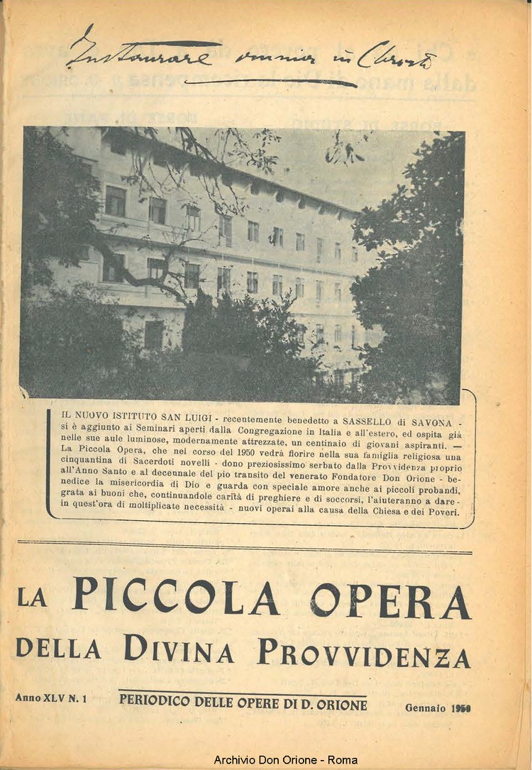 La piccola Opera della Divina Provvidenza, 45, 01, 01-01-1950, pagina 1