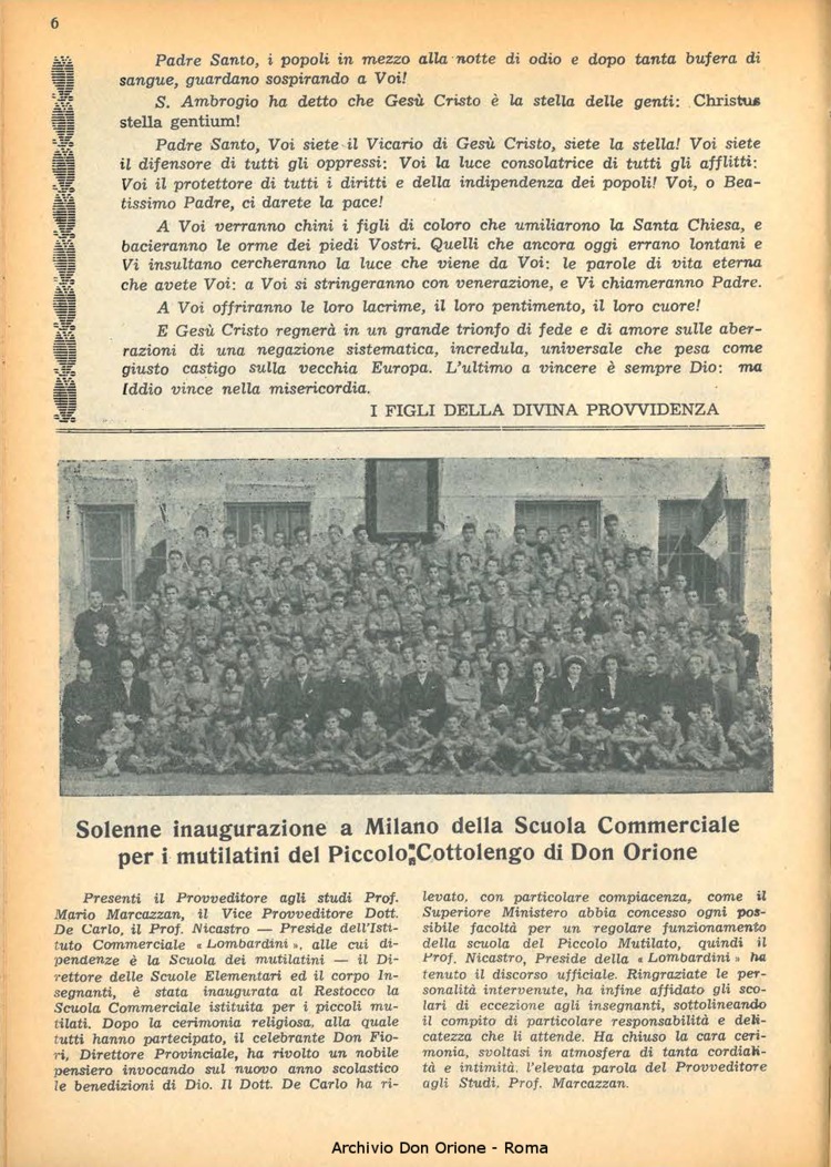La piccola Opera della Divina Provvidenza, 45, 01, 01-01-1950, pagina 6