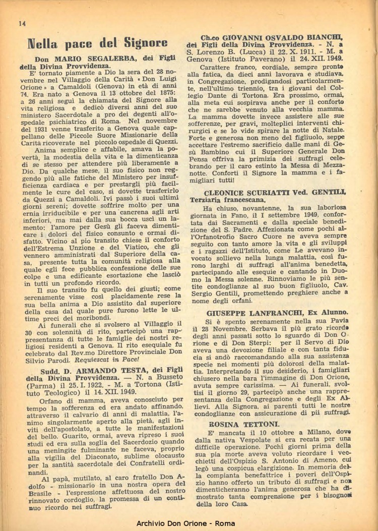 La piccola Opera della Divina Provvidenza, 45, 01, 01-01-1950, pagina 14