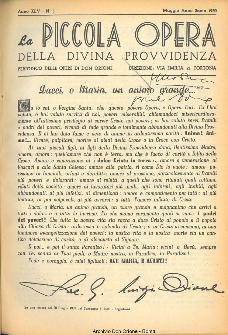 La piccola Opera della Divina Provvidenza, 45, 05, 01-05-1950, pagina 3