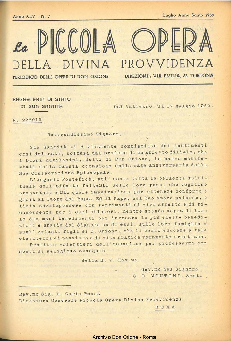 La piccola Opera della Divina Provvidenza, 45, 07, 01-07-1950, pagina 3