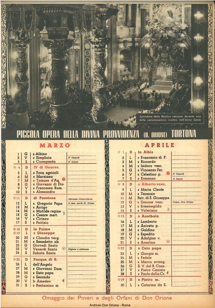 La piccola Opera della Divina Provvidenza, 45, 11, 01-11-1950 calendario, pagina 4