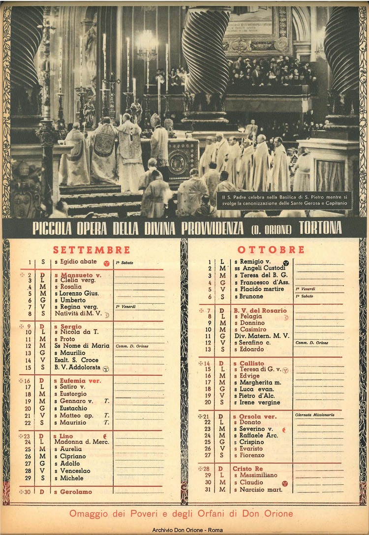 La piccola Opera della Divina Provvidenza, 45, 11, 01-11-1950 calendario, pagina 7