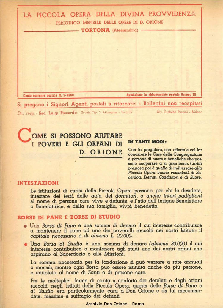 La piccola Opera della Divina Provvidenza, 45, 11, 01-11-1950 calendario, pagina 9