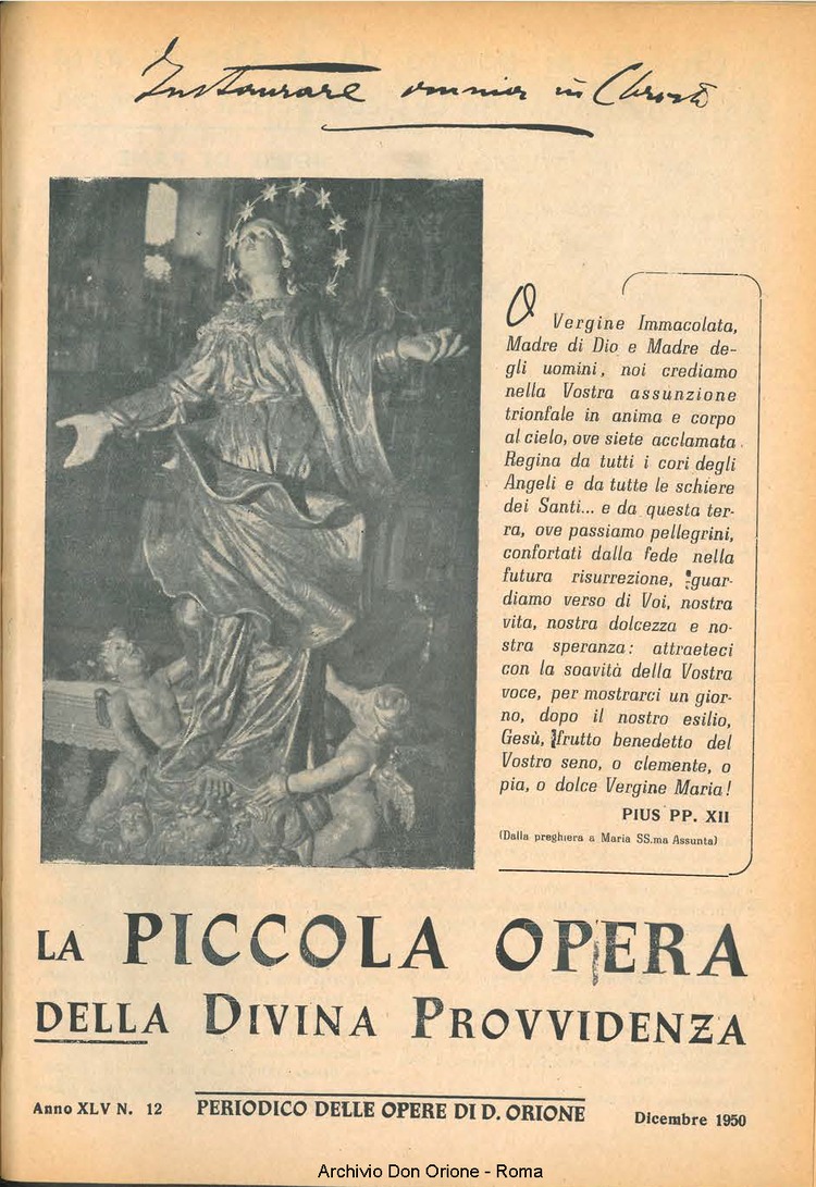 La piccola Opera della Divina Provvidenza, 45, 12, 01-12-1950, pagina 1