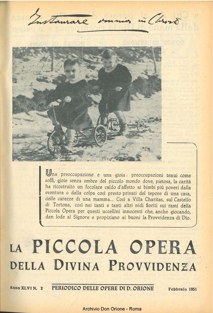 La piccola Opera della Divina Provvidenza, 46, 02, 01-02-1951, pagina 1