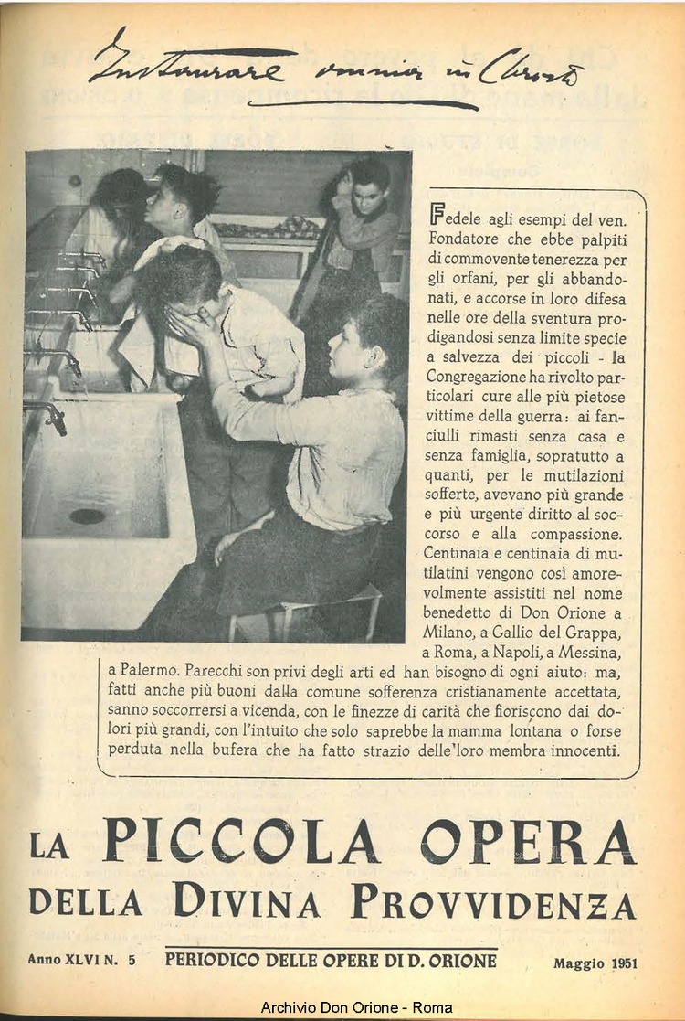 La piccola Opera della Divina Provvidenza, 46, 05, 01-05-1951, pagina 1