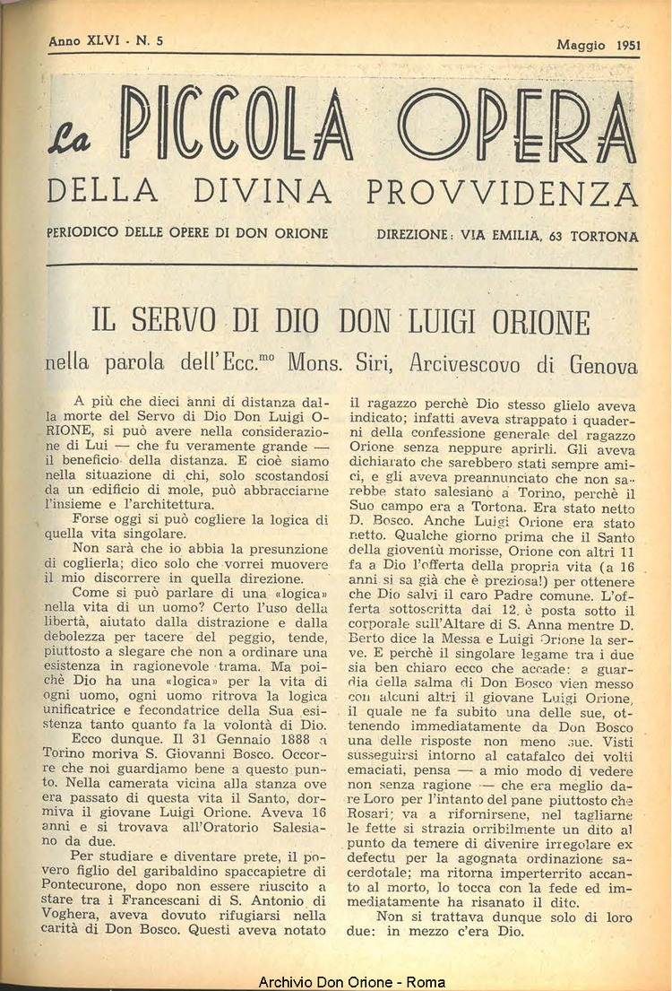 La piccola Opera della Divina Provvidenza, 46, 05, 01-05-1951, pagina 3