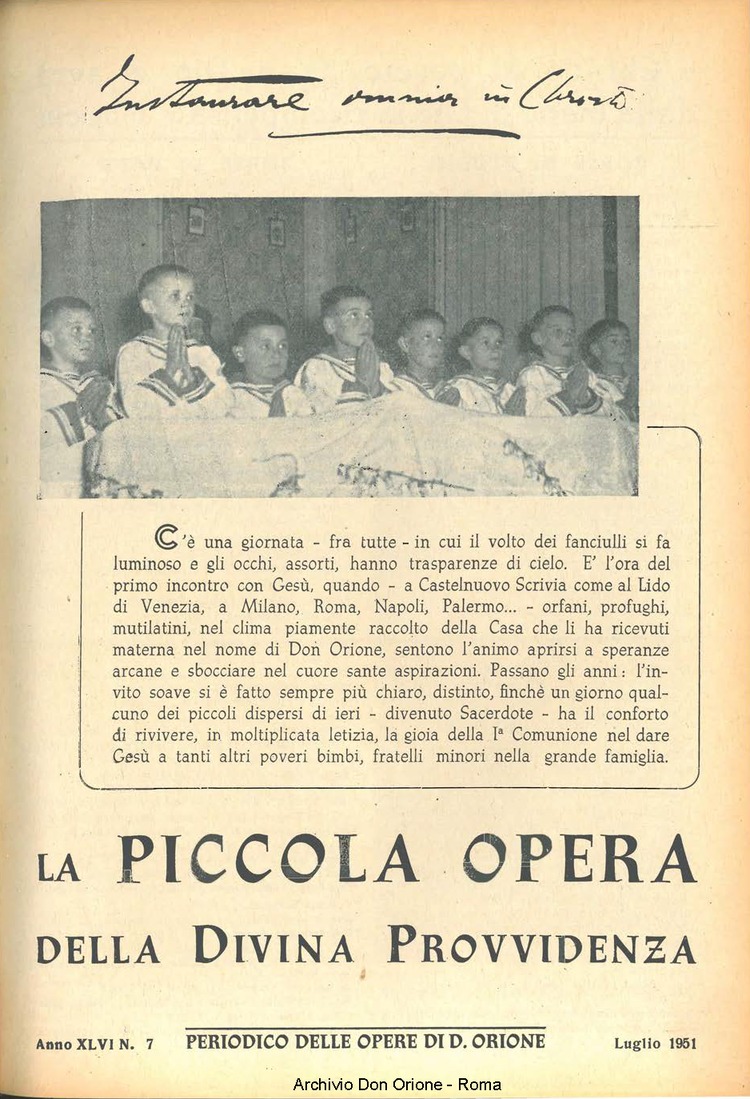La piccola Opera della Divina Provvidenza, 46, 07, 01-07-1951, pagina 1
