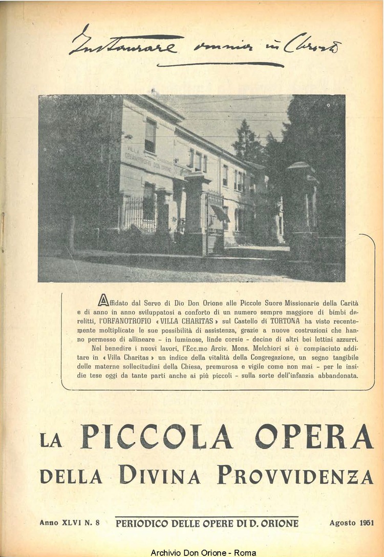 La piccola Opera della Divina Provvidenza, 46, 08, 01-08-1951, pagina 1