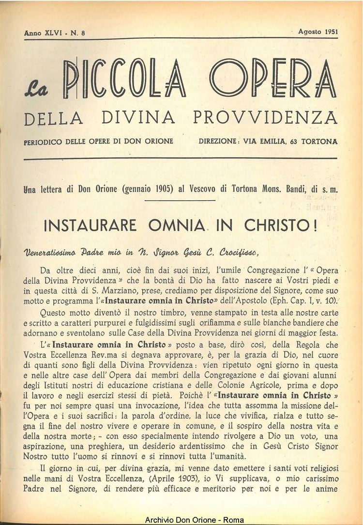 La piccola Opera della Divina Provvidenza, 46, 08, 01-08-1951, pagina 3