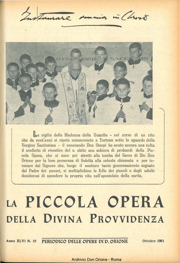 La piccola Opera della Divina Provvidenza, 46, 10, 01-10-1951, pagina 1