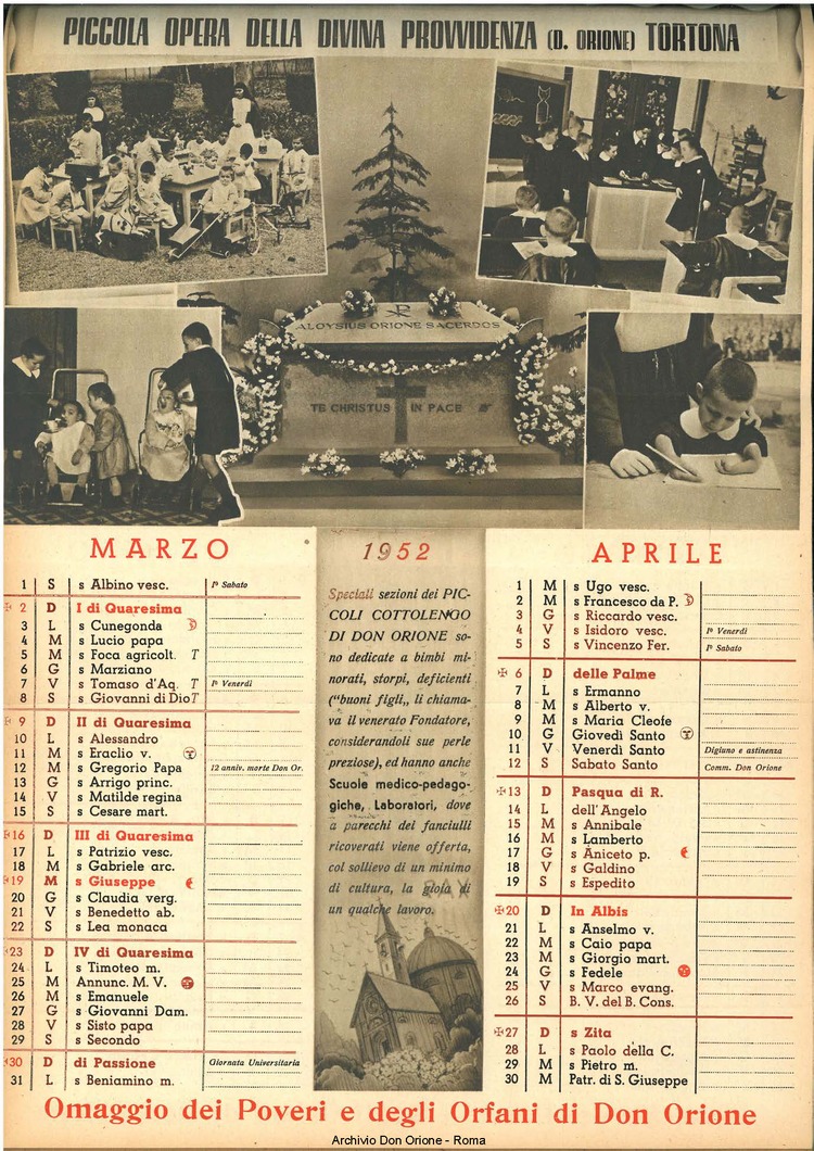 La piccola Opera della Divina Provvidenza, 46, 11, 01-10-1951 calendario, pagina 4