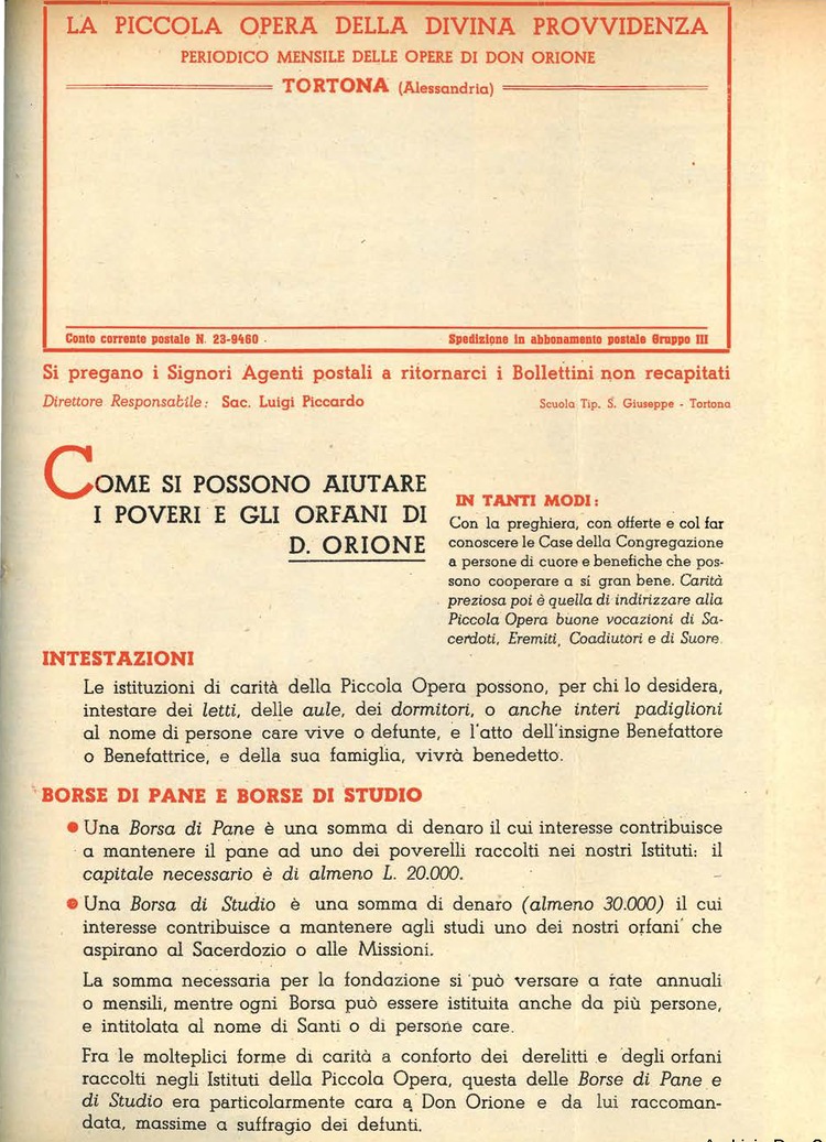 La piccola Opera della Divina Provvidenza, 46, 11, 01-10-1951 calendario, pagina 9