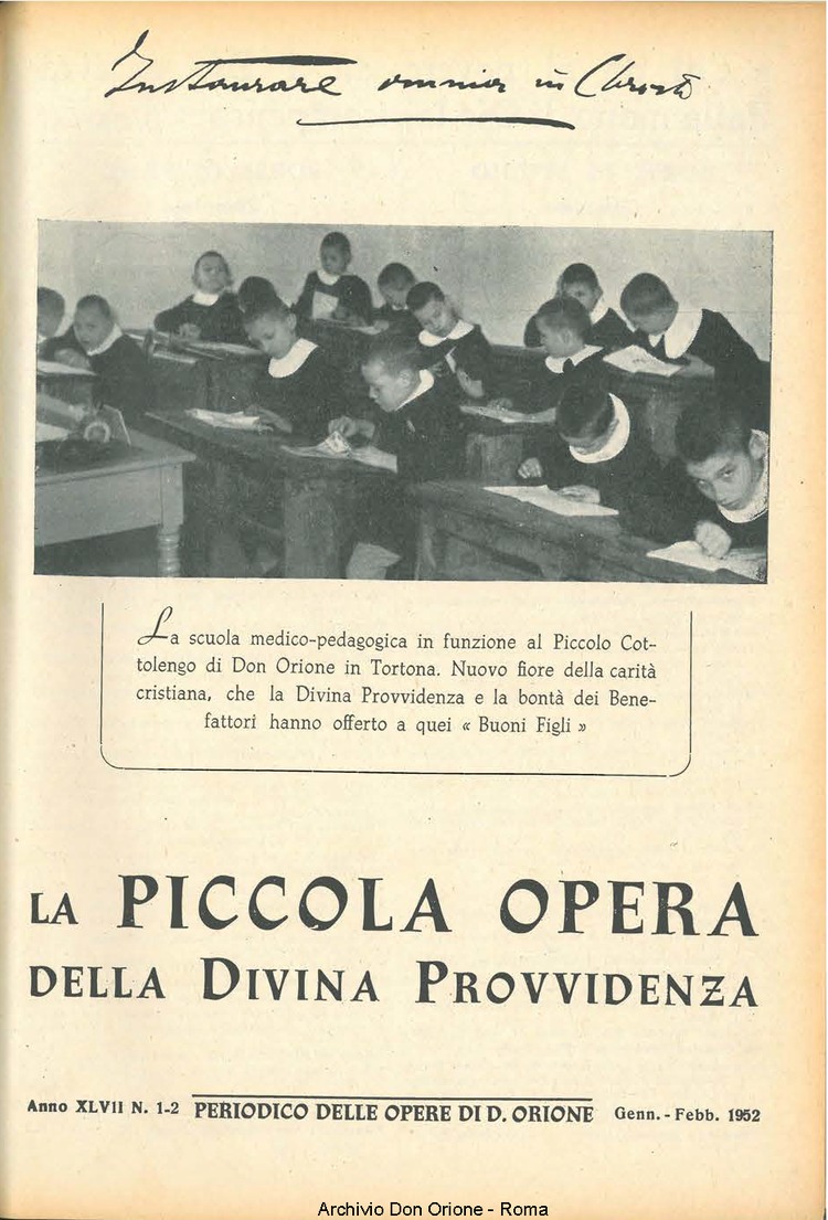 La piccola Opera della Divina Provvidenza, 47, 01_02, 01-02-1952, pagina 1