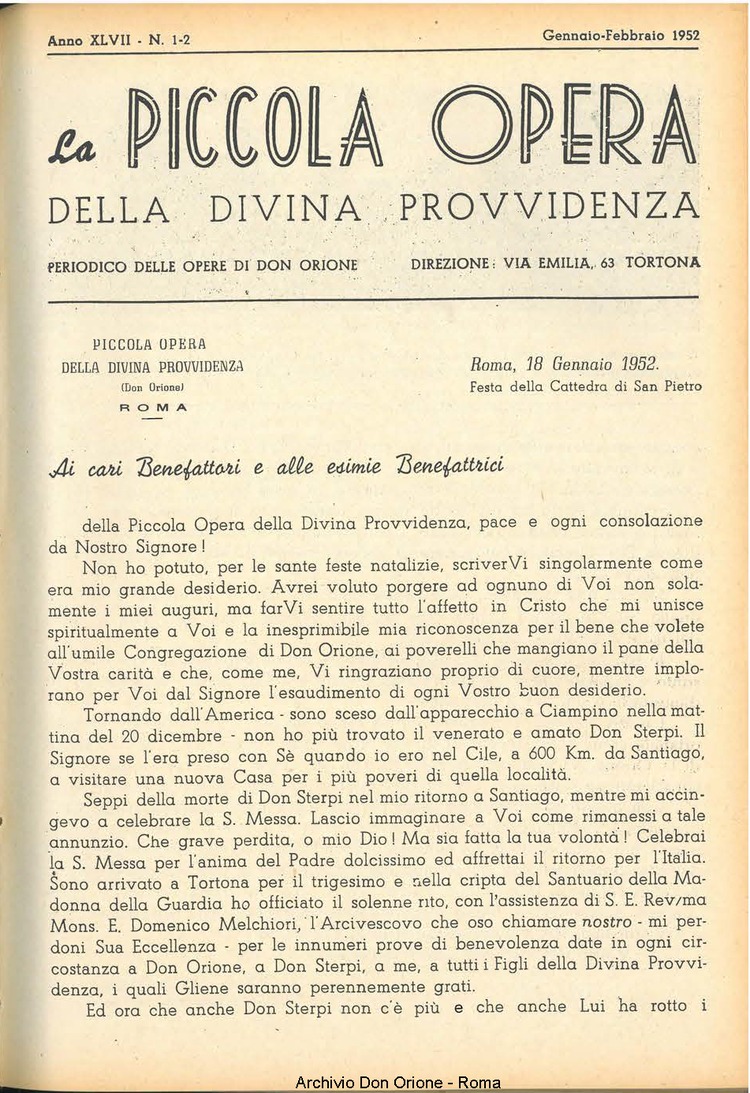La piccola Opera della Divina Provvidenza, 47, 01_02, 01-02-1952, pagina 3