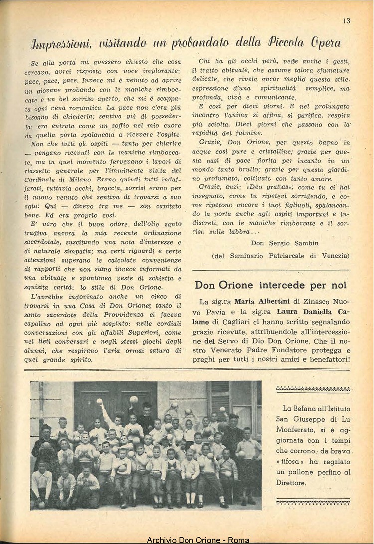 La piccola Opera della Divina Provvidenza, 47, 01_02, 01-02-1952, pagina 13
