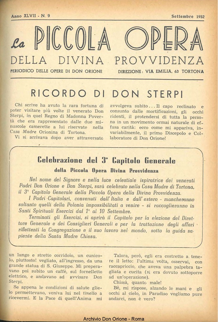 La piccola Opera della Divina Provvidenza, 47, 09, 01-09-1952, pagina 3
