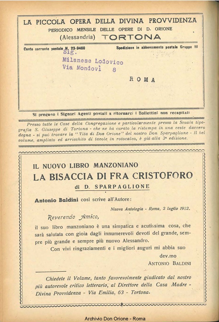 La piccola Opera della Divina Provvidenza, 47, 09, 01-09-1952, pagina 16