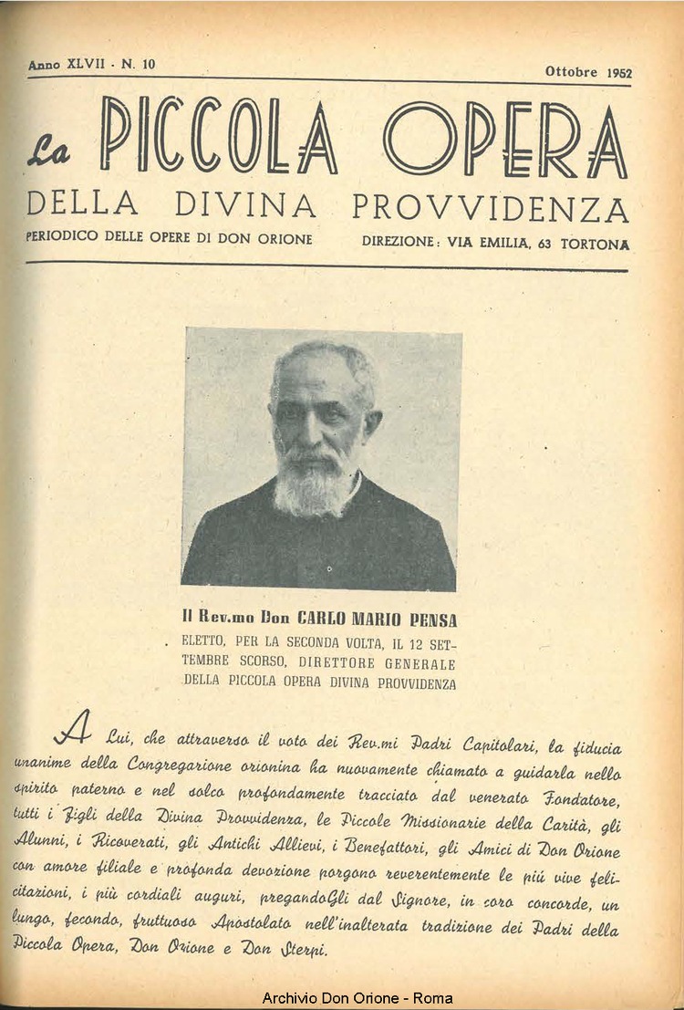 La piccola Opera della Divina Provvidenza, 47, 10, 01-10-1952, pagina 1