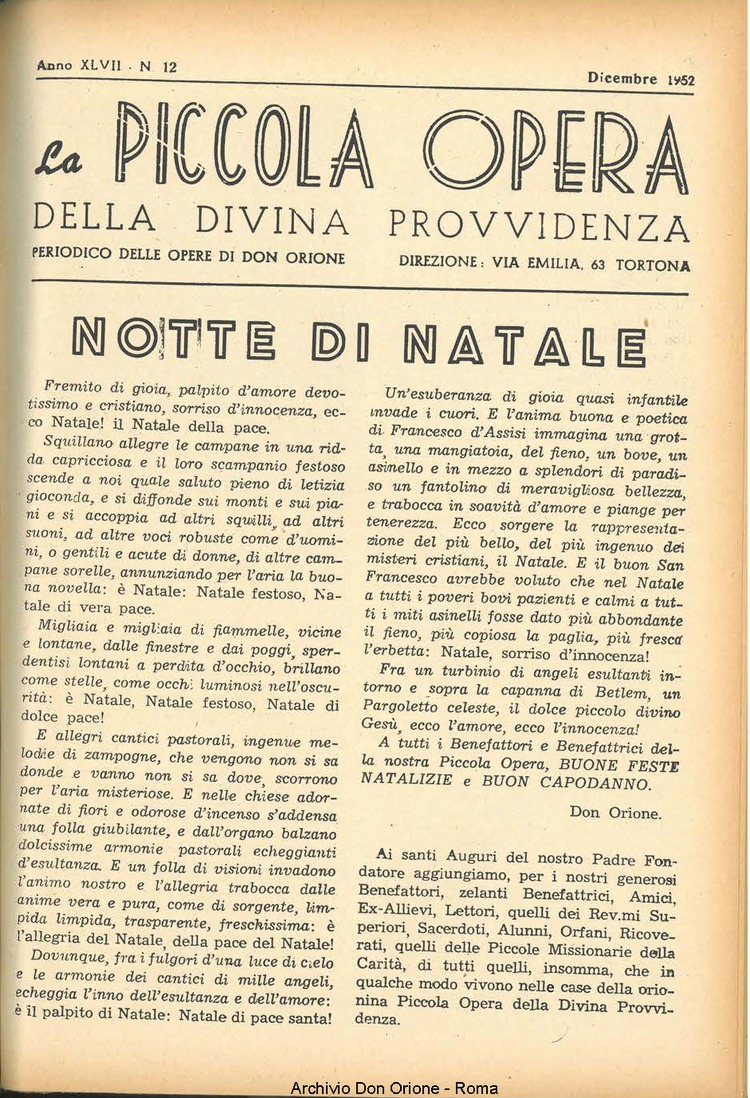 La piccola Opera della Divina Provvidenza, 47, 12, 01-12-1952, pagina 3