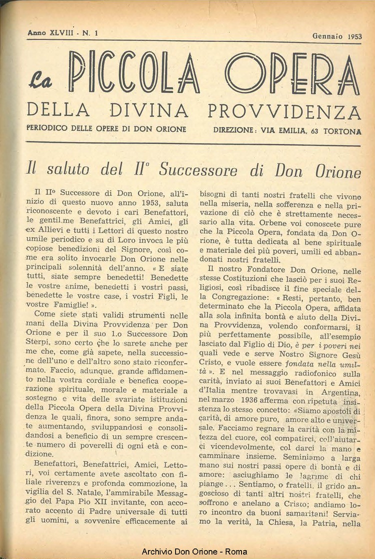 La piccola Opera della Divina Provvidenza, 48, 01, 01-01-1953, pagina 3