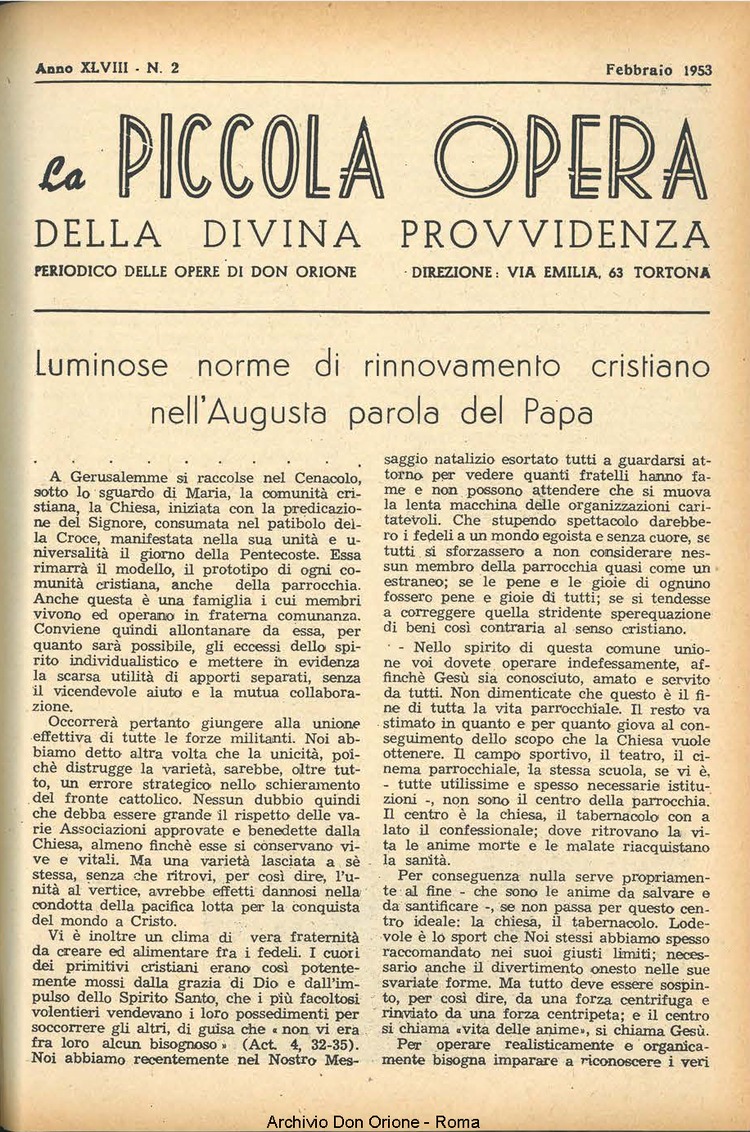 La piccola Opera della Divina Provvidenza, 48, 02, 01-02-1953, pagina 3