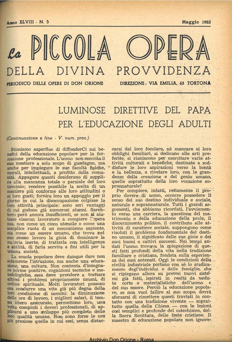 La piccola Opera della Divina Provvidenza, 48, 05, 01-05-1953, pagina 3