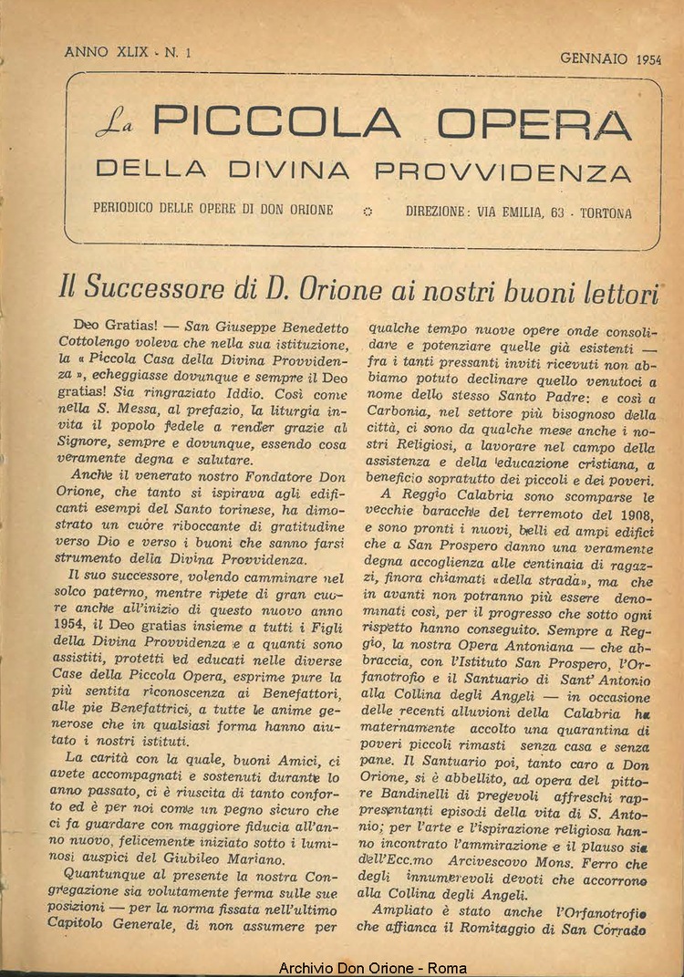 La piccola Opera della Divina Provvidenza, 49, 01, 01-01-1954, pagina 3