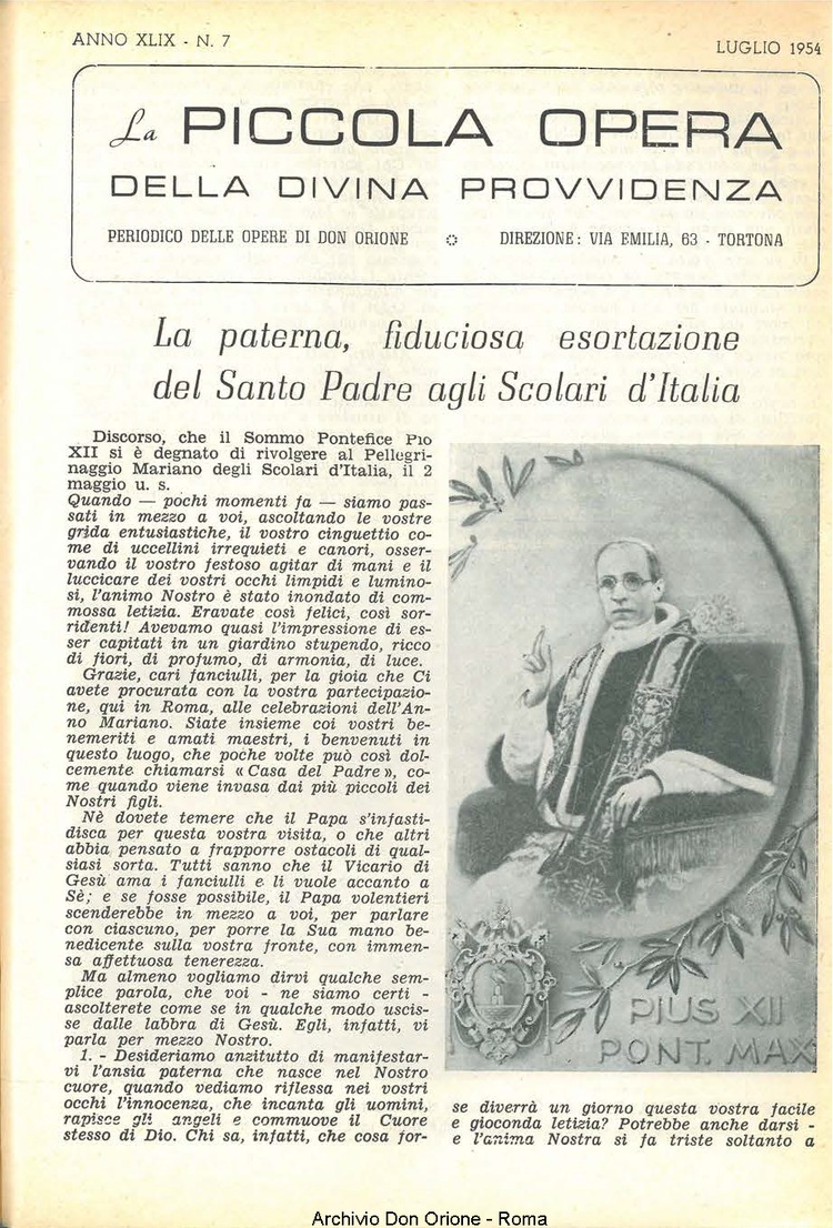 La piccola Opera della Divina Provvidenza, 49, 07, 01-07-1954, pagina 3