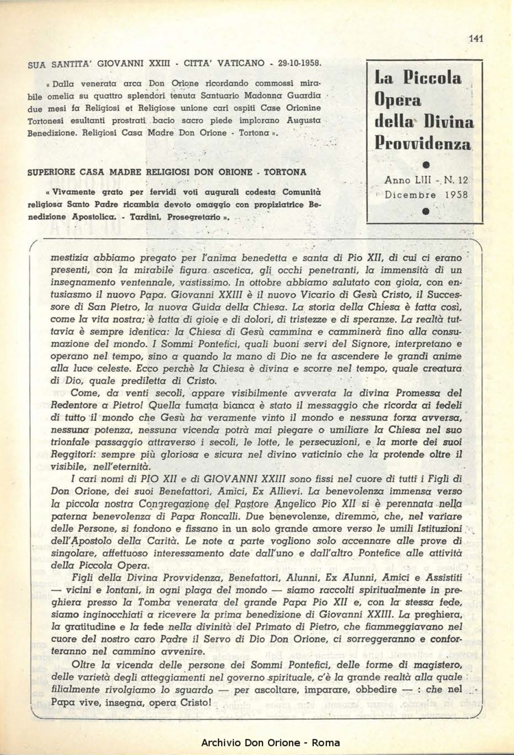 La piccola Opera della Divina Provvidenza, 53, 12, 01-12-1958, pagina 7