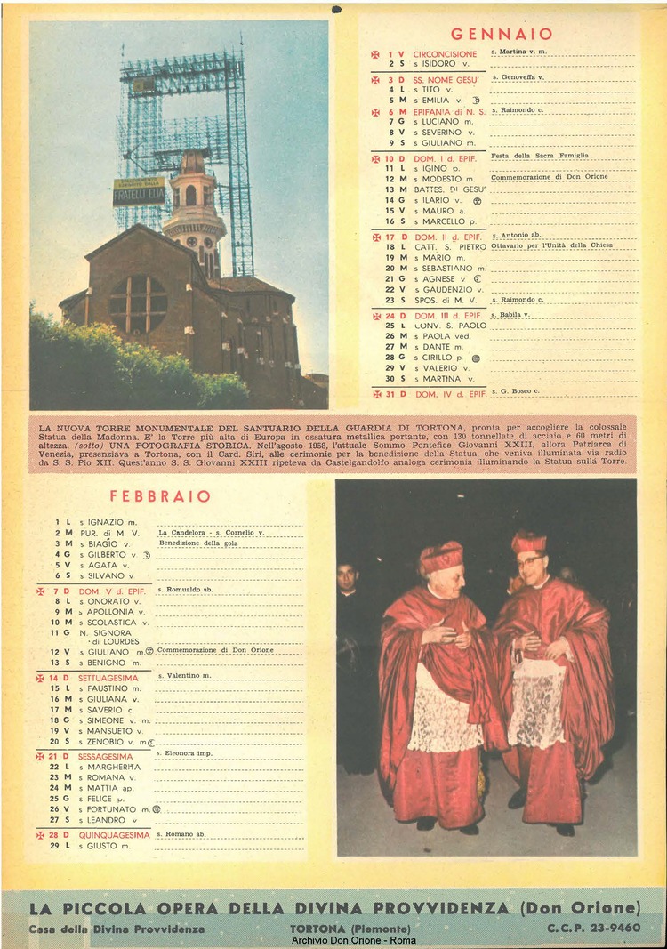 La piccola Opera della Divina Provvidenza, 54, 11, 01-11-1959 calendario, pagina 2