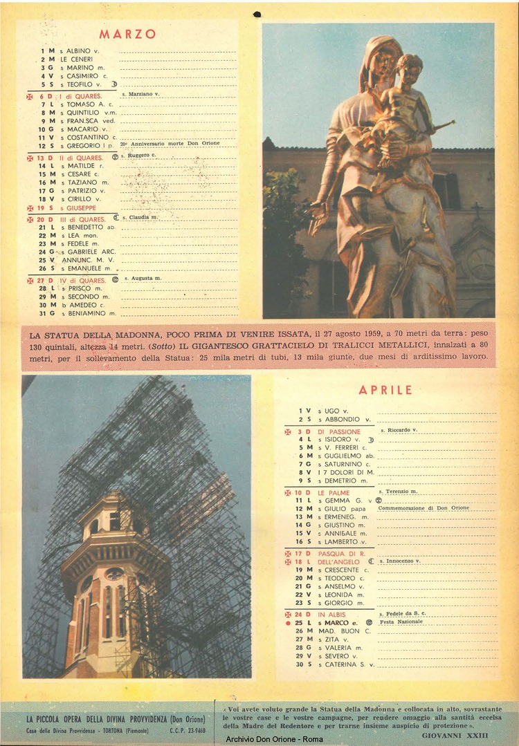 La piccola Opera della Divina Provvidenza, 54, 11, 01-11-1959 calendario, pagina 3