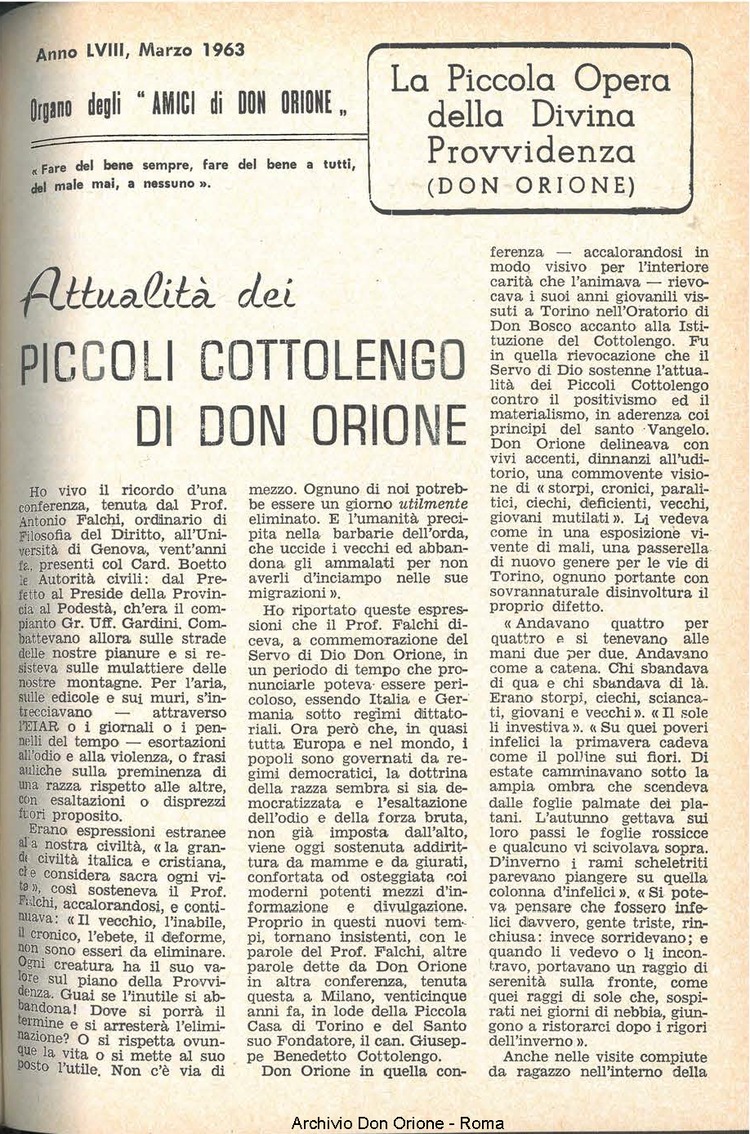 La piccola Opera della Divina Provvidenza, 58, 05, 01-03-1963, pagina 5