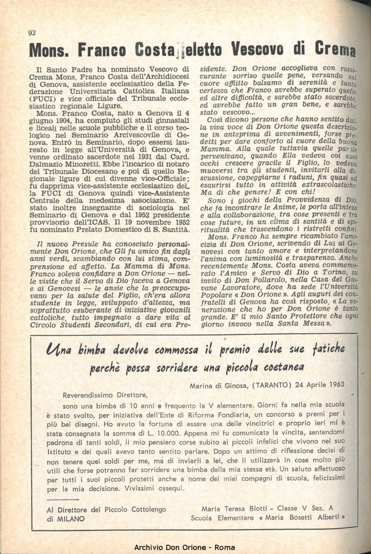 La piccola Opera della Divina Provvidenza, 58, 10, 15-05-1963, pagina 12