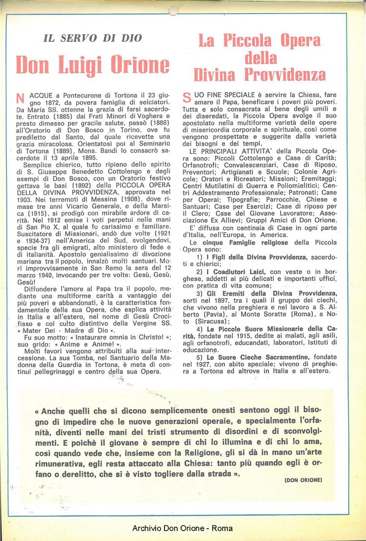 La piccola Opera della Divina Provvidenza, 58, 22, 01-11-1963 calendario, pagina 2