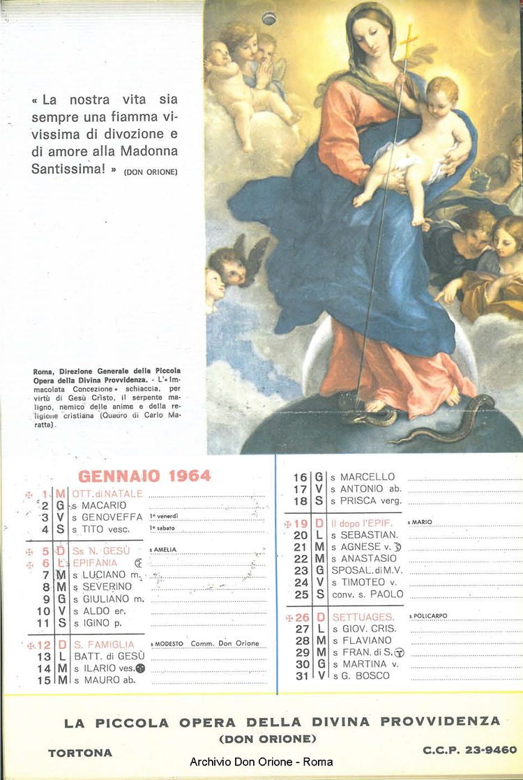 La piccola Opera della Divina Provvidenza, 58, 22, 01-11-1963 calendario, pagina 3