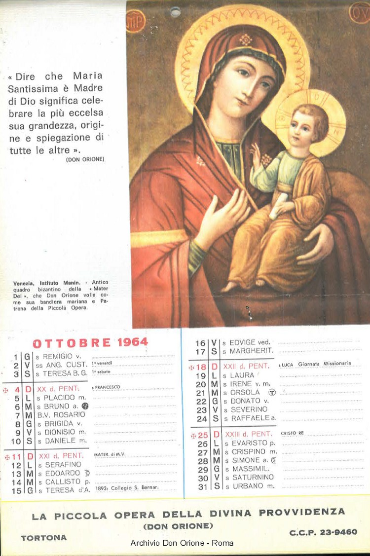 La piccola Opera della Divina Provvidenza, 58, 22, 01-11-1963 calendario, pagina 12