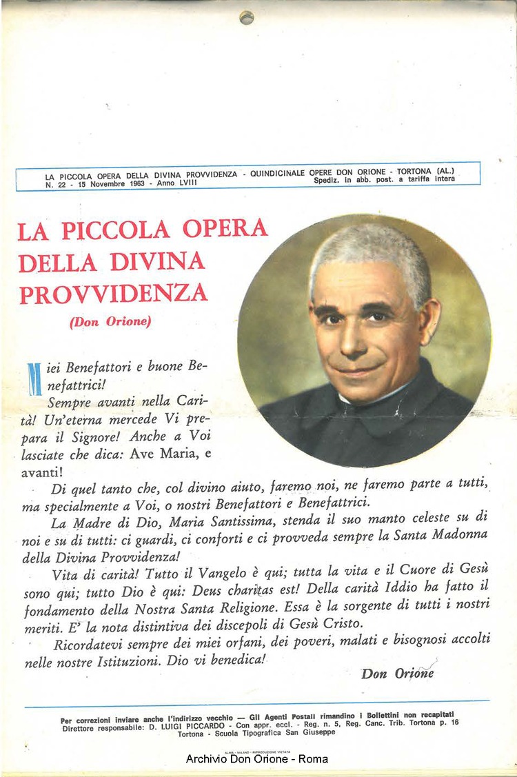 La piccola Opera della Divina Provvidenza, 58, 22, 01-11-1963 calendario, pagina 16