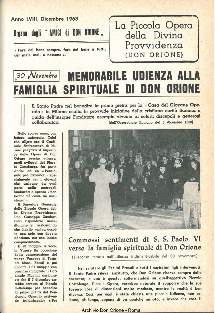 La piccola Opera della Divina Provvidenza, 58, 23, 01-12-1963, pagina 3