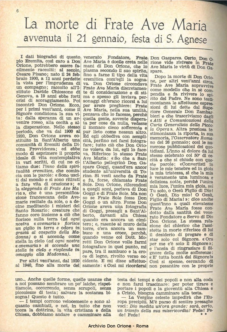 La piccola Opera della Divina Provvidenza, 59, 02, 15-01-1964, pagina 6